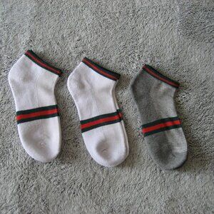 3 Pairs Fashion Red/Green Stripe Socks, Size 9-11, New